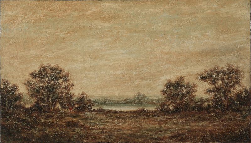 Paisaje con luz dorada de Ralph Albert Blakelock, pintura al óleo
