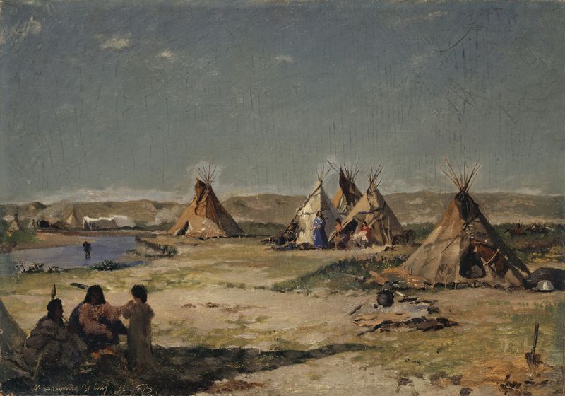Tent Camp of the Indians at the Laramie, oil on canvas by Frank Buchser