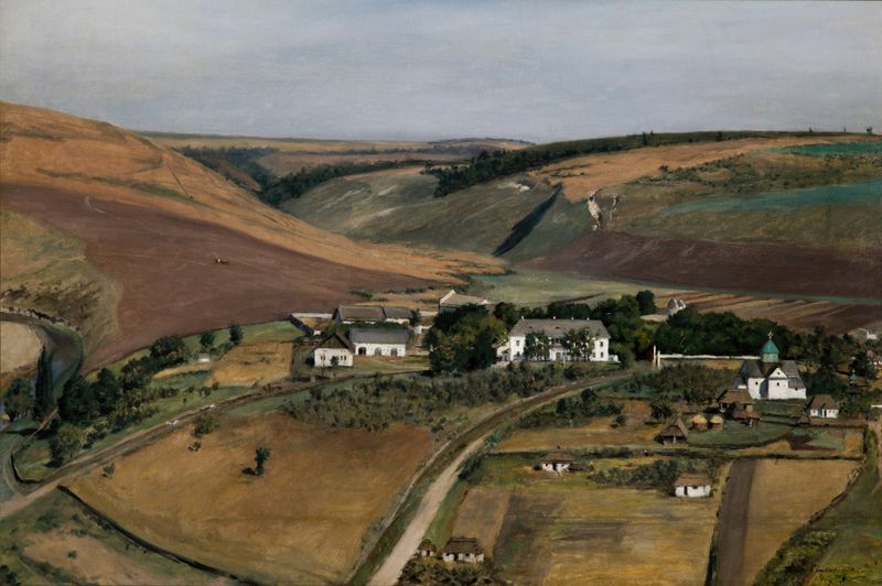 Landscape by Adam Chmielowski, oil painting depicting serene nature.