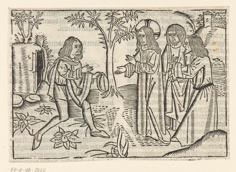 Religious scene with a rich young man, paper, Master of Delft