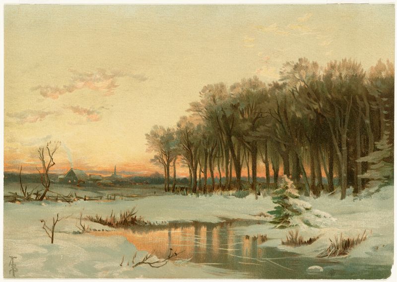 Winter landscape with snow-covered trees by Alfred Thompson Bricher, oil painting