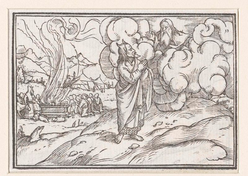 Moisés ensina os israelitas como oferecer, papel de Hans Holbein (II)