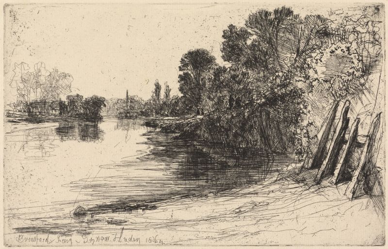 Grabado de Francis Seymour Haden que representa un ferry deslizándose por un río