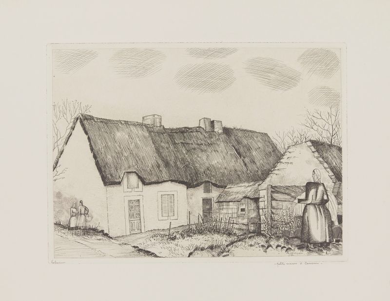 oil on canvas by Jean-Émile Laboureur depicting houses bathed in sunlight
