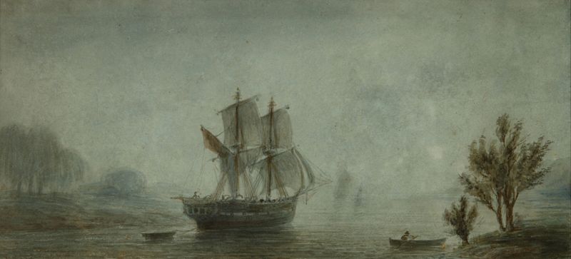 Marine scene with sailboats on the sea, oil on canvas by Prilidiano Pueyrredòn