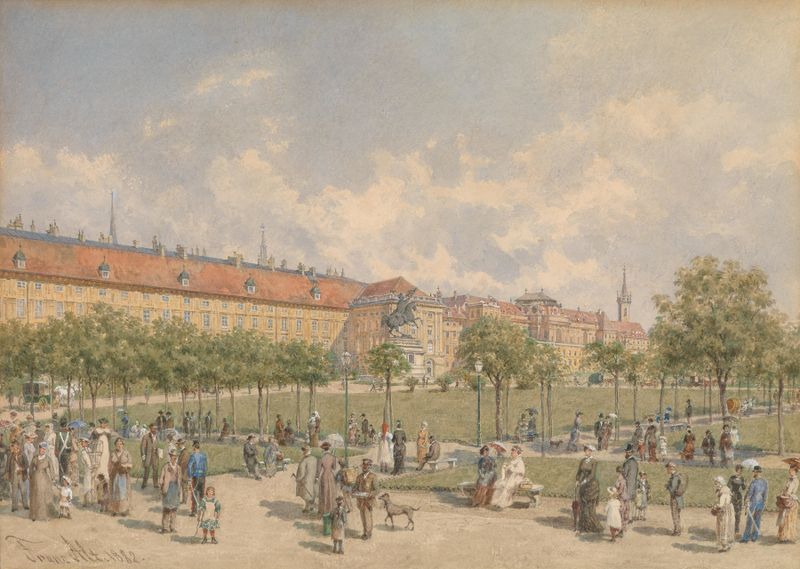 Heldenplatz by Franz Alt, oil painting depicting a historical scene with architecture and figures