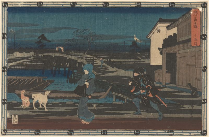 Night Attack from the Chushingura de Utagawa Hiroshige, Ukiyo-e