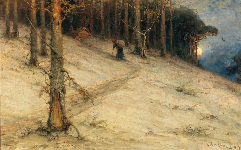 A Cabana da Mulher das Ervas na Lua Cheia, óleo sobre tela de Julius Sergius Klever