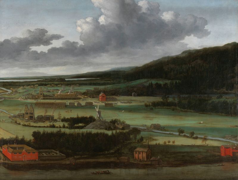 Cannon foundry scene by Allaert van Everdingen, oil painting