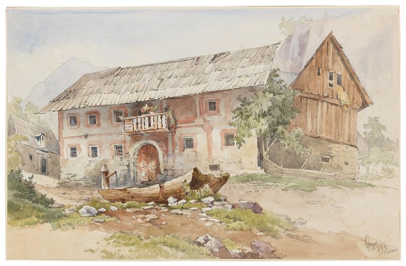 Landscape depicting hills and greenery by Georg Geyer, medium unknown.