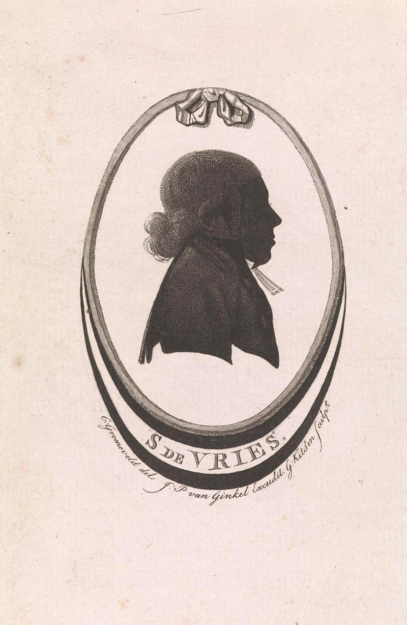 Silhouette portrait engraving by Govert Kitsen depicting a dark figure against a light background.