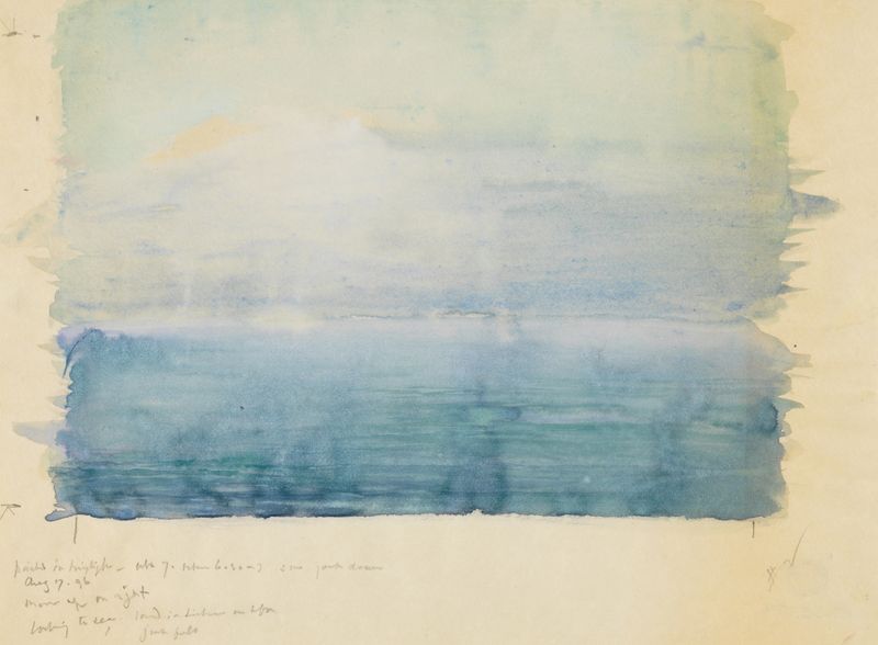 Bar Harbor, Twilight by John La Farge, oil painting depicting a serene sunset over the ocean.
