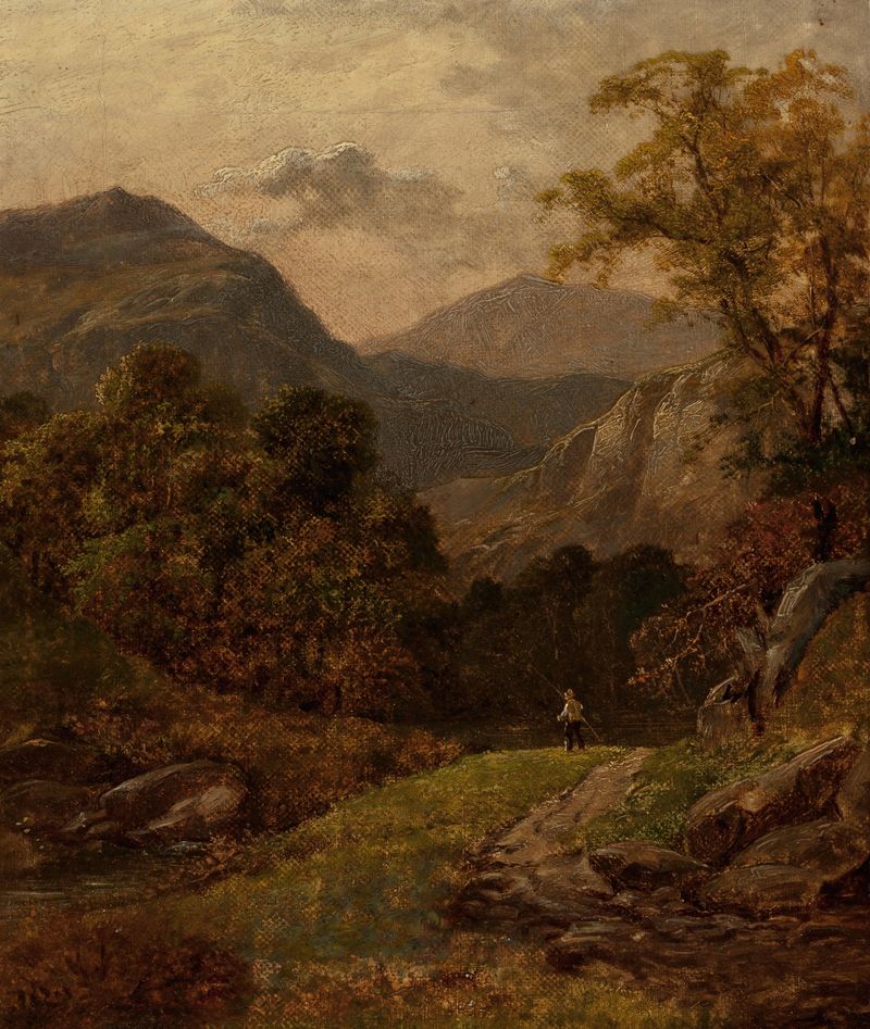 Landscape by Thomas Barker, depicting a stream and greenery, oil painting