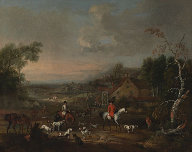 Portrait of Reverend Jemmet Browne with foxhounds, oil on canvas by Peter Tillemans