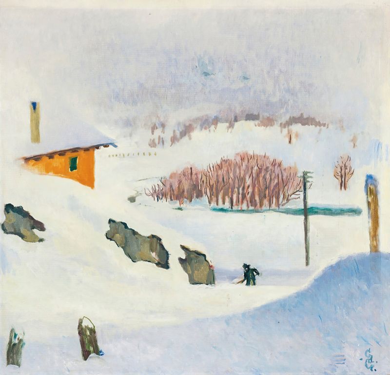 Winter landscape in oil on canvas by Giovanni Giacometti