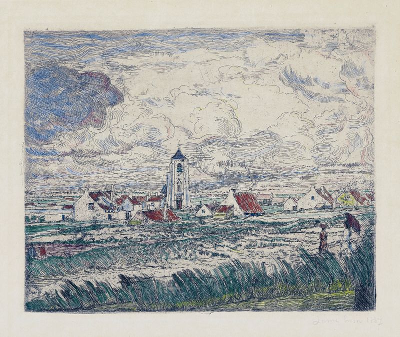 Marine scene with figures on a beach, oil painting by James Ensor