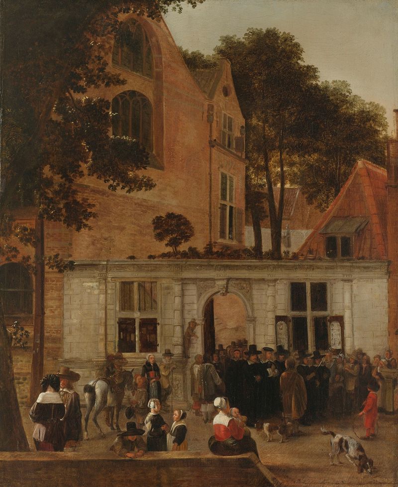 A Conferência de um Diploma na Universidade de Leiden, óleo sobre tela de Hendrick van der Burgh