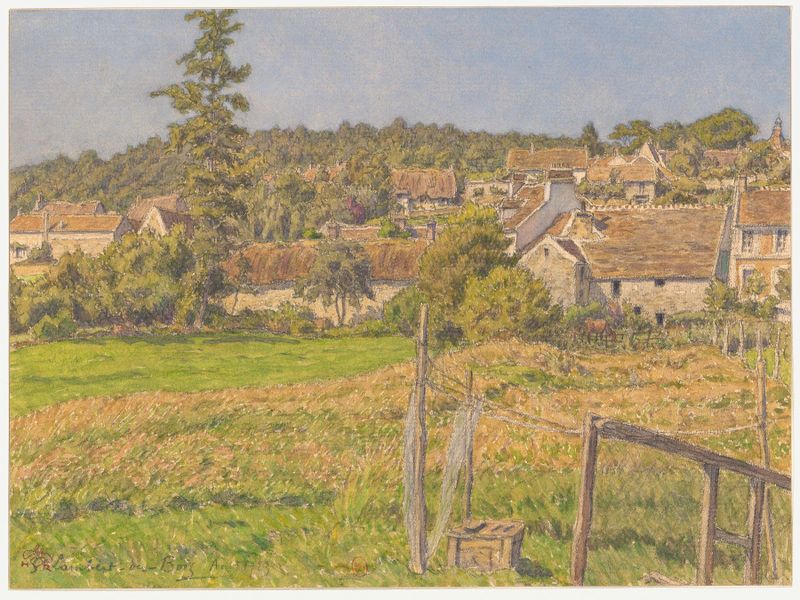 Aquarela em papel paisagem de Henri Rivière