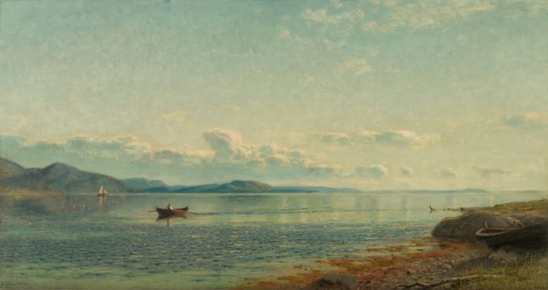 Escena marina con olas tumultuosas de Amaldus Nielsen, pintura al óleo