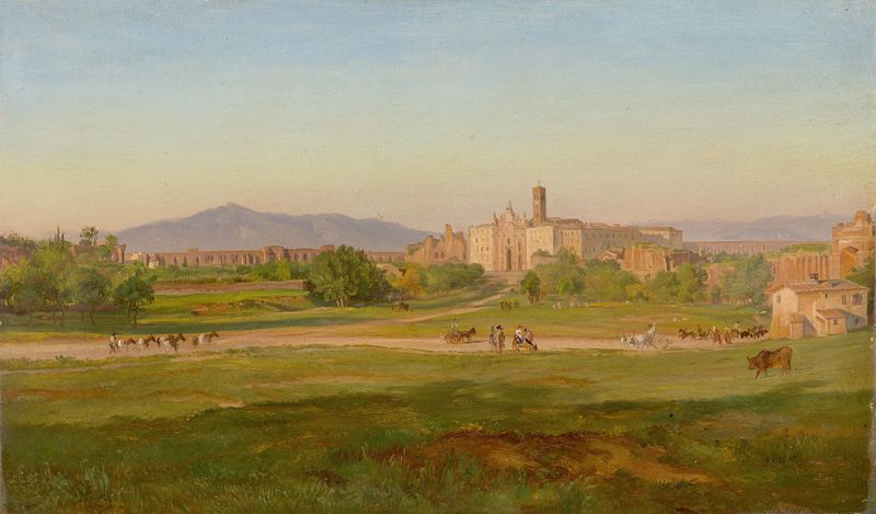 Blick auf die Basilica di Santa Croce in Gerusalemme by Friedrich Loos, oil painting