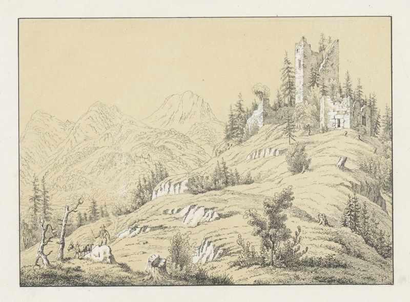 Mountain landscape with mist by Johann Friedrich Wagner, oil painting