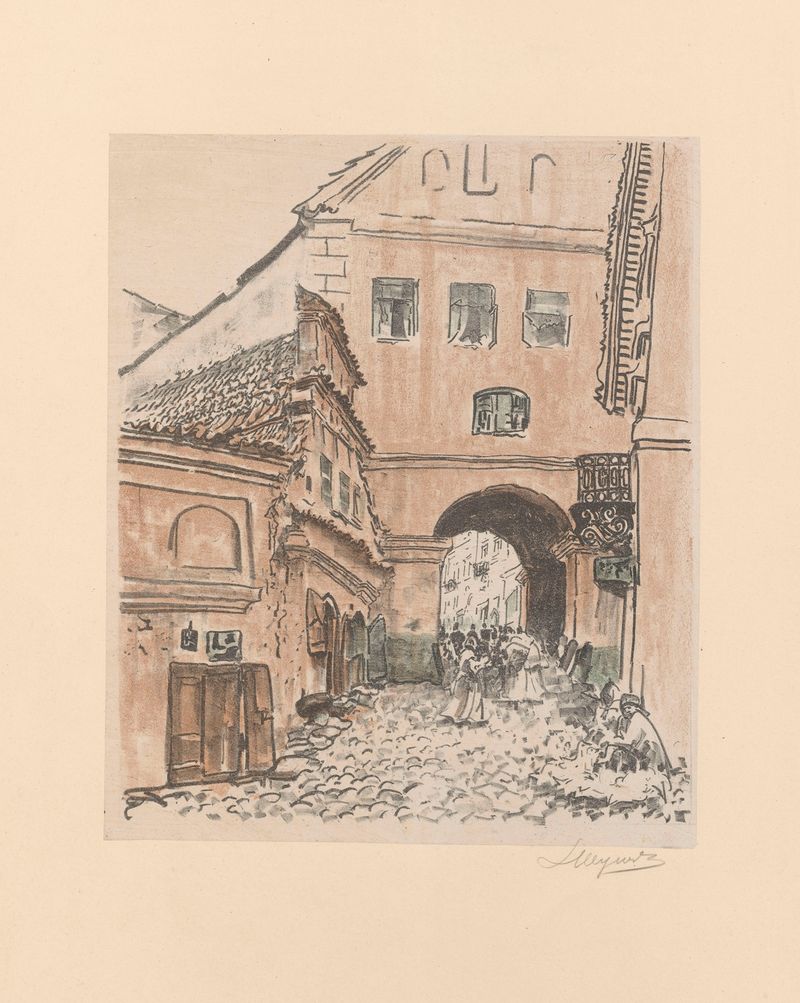 Grodzka Gate by Leon Wyczółkowski, oil on canvas, featuring an illuminated archway and urban details.