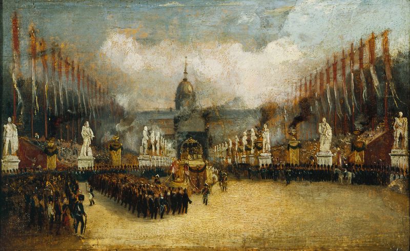 Cena histórica da chegada das cinzas de Napoleão, 1840, óleo, Unknown Artist