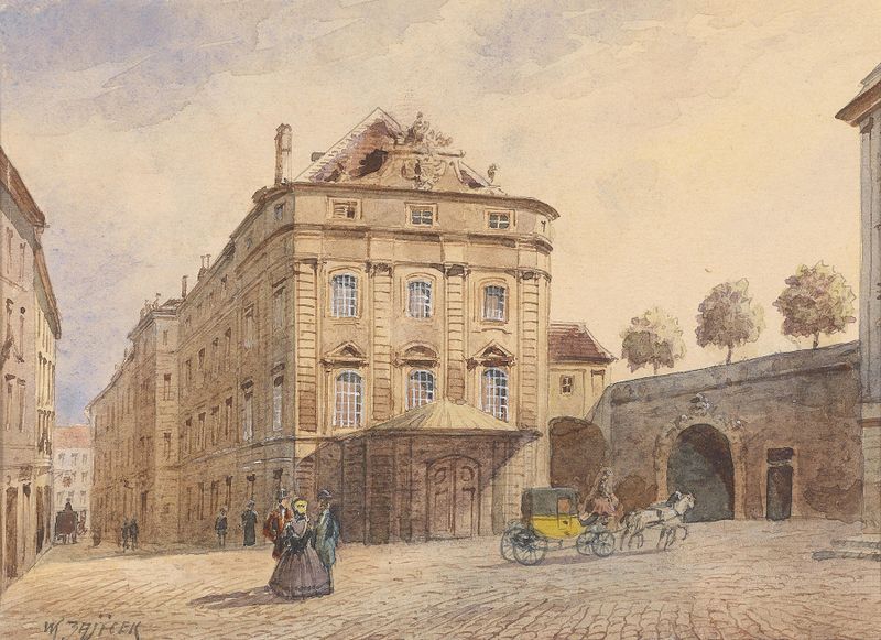 Kärtnertortheater by Karl Wenzel Zajicek, an unknown medium depicting architectural structures.