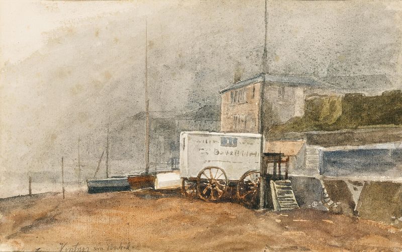 Paisagem nevoenta de Ventnor na Ilha de Wight, óleo sobre tela de Marie Egner