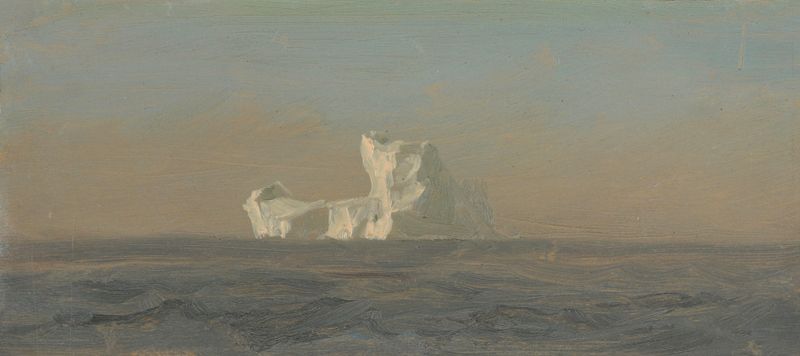 Off Iceberg, Newfoundland de Frederic Edwin Church, pintura al óleo que representa un gran iceberg y el océano.
