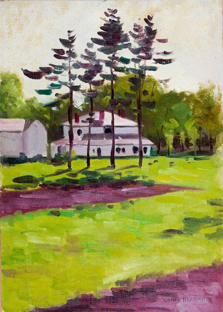 The Old Lyman House at Waltham, oil on canvas by Kanji Nakamura