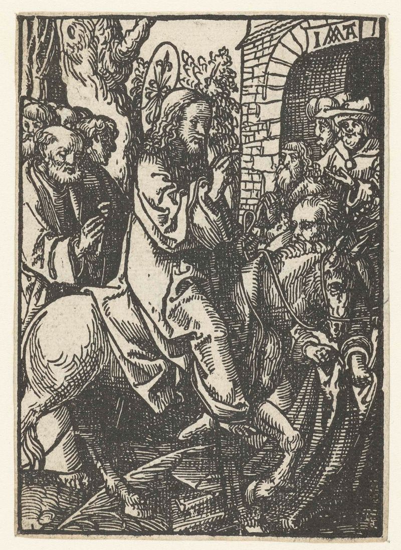 Intocht in Jerusalem by Jacob Cornelisz van Oostsanen, paper medium, depicting a religious procession with Christ.