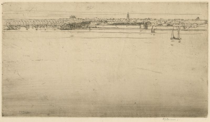 Paisagem de Berwick-on-Tweed por David Young Cameron, pintura a óleo