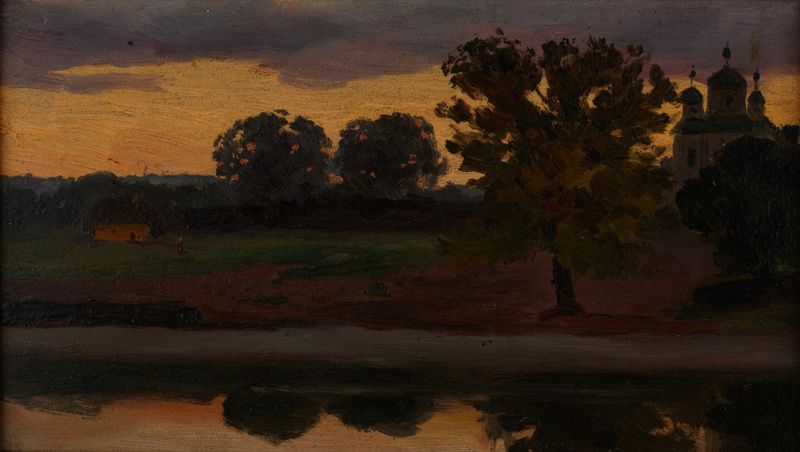 Paisaje de Jan Stanisławski, óleo sobre lienzo, con colinas onduladas y cielos azules suaves.