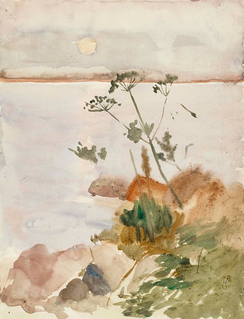 Marine scene with moonlight on waves by Albert Edelfelt