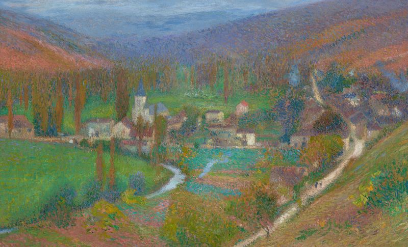Paisagem com árvores e vegetação, pintura a óleo de Henri Martin