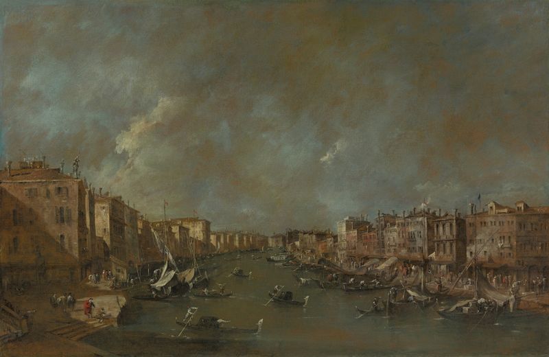 View of the Grand Canal from the Ponte di Rialto, oil painting by Francesco Guardi