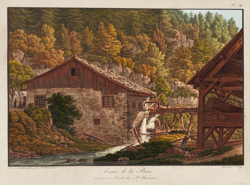 Source de la Birse de Peter Birmann, que representa un arroyo sereno en un paisaje, medio desconocido