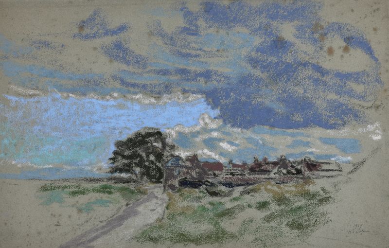 Vue du Hameau de Sallenelles, Normandie de Ker-Xavier Roussel, óleo sobre tela representando um tranquilo vilarejo