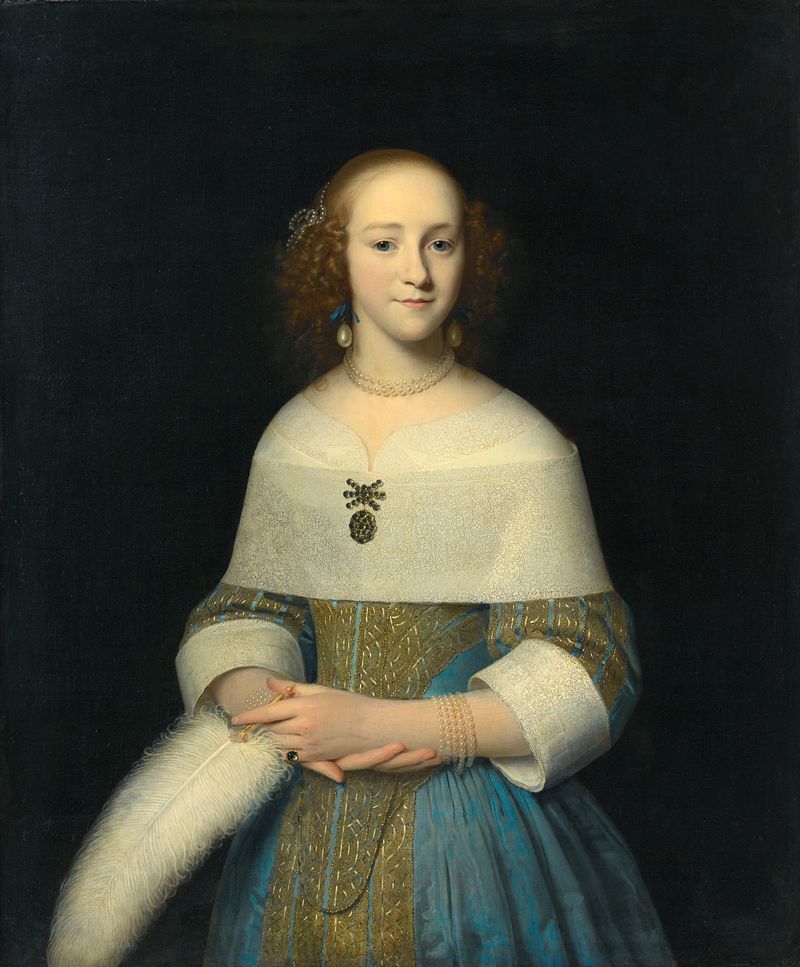 Retrato de uma jovem de Isaack Luttichuys, óleo sobre tela