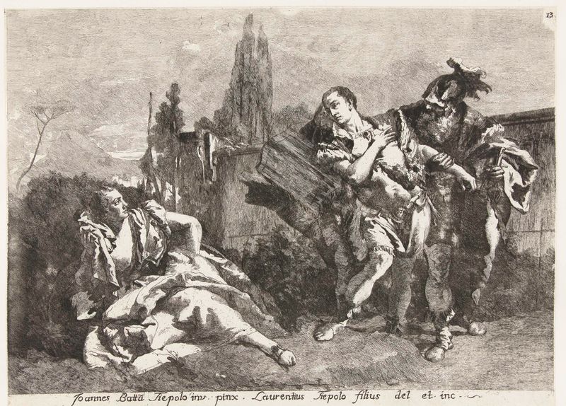 Rinaldo Abandons Armida, etching by Lorenzo Baldissera Tiepolo
