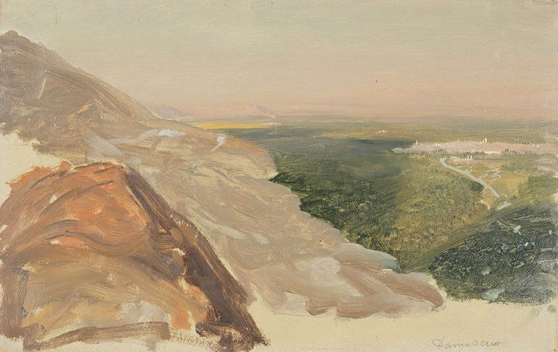 Vista de una llanura con Damasco, Siria, óleo sobre lienzo de Frederic Edwin Church