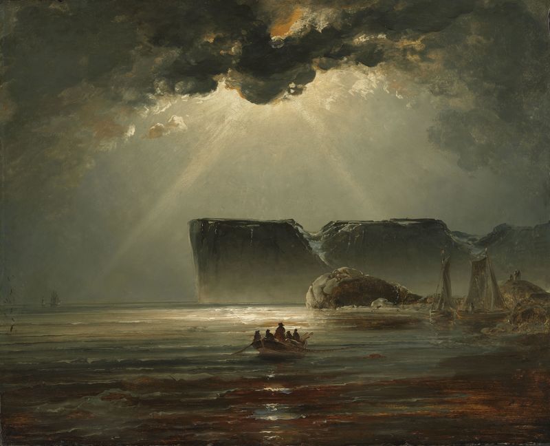 Paisaje de nubes turbulentas y el tumulto de la naturaleza por Peder Balke, óleo sobre lienzo