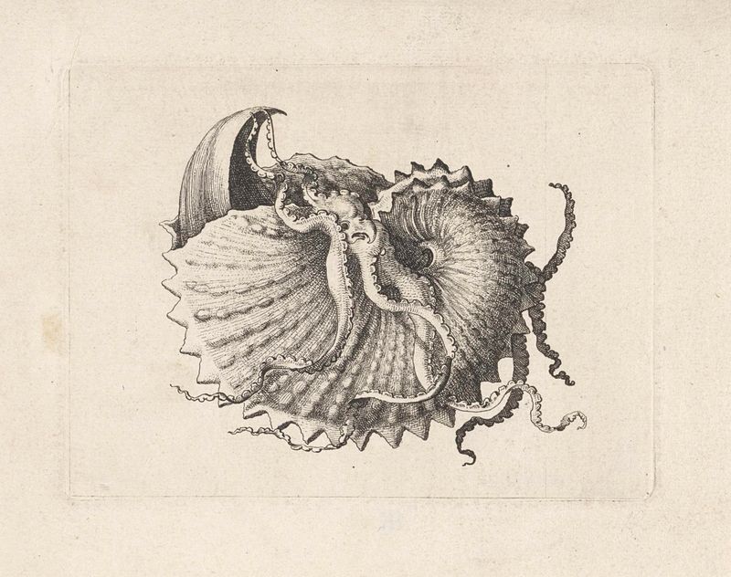 Gravura da concha argonauta nodosa de Wenceslaus Hollar