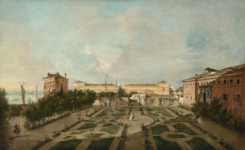 El Jardín del Palazzo Contarini dal Zaffo, óleo sobre lienzo de Francesco Guardi