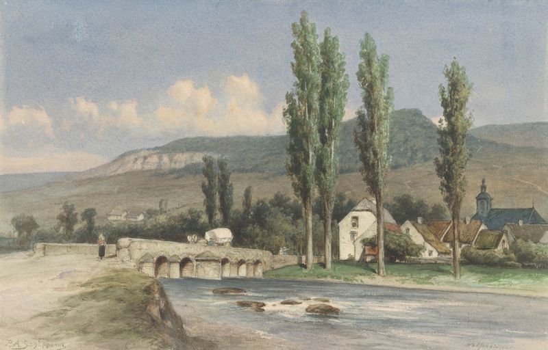 Paisaje con un arroyo y vegetación exuberante de Piet Schipperus