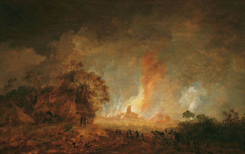 Escena histórica de un incendio de Franz Edmund Weirotter, medio desconocido