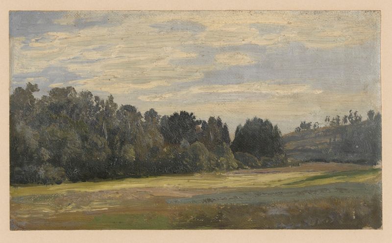 Landscape near Trzebnica by Adolf Dressler, oil painting of a tranquil natural scene.