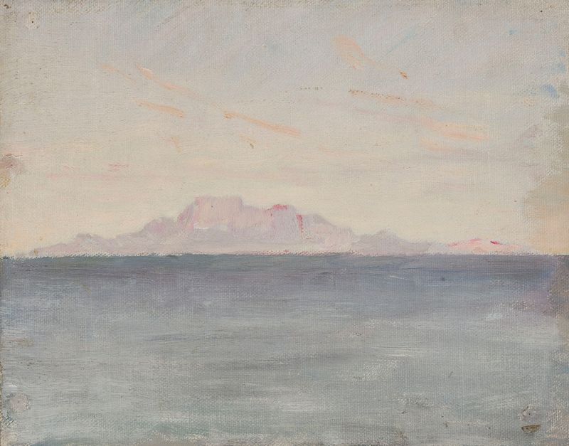 Escena marina de Jan Ciągliński, Post-Impresionismo, que representa olas y horizonte