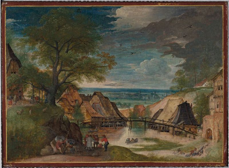 Landscape with Travelers Along a Country Road by Hans Bol, unknown medium